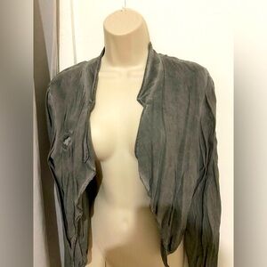 Distress grey crop cardigan